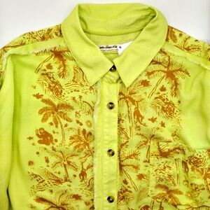 Free People We The Free Button up Lime Green Monkey Tropical Hawaiian Palm XS